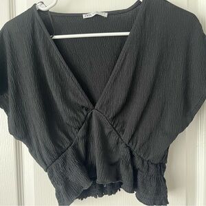 Zara Black Textured Top | Size M